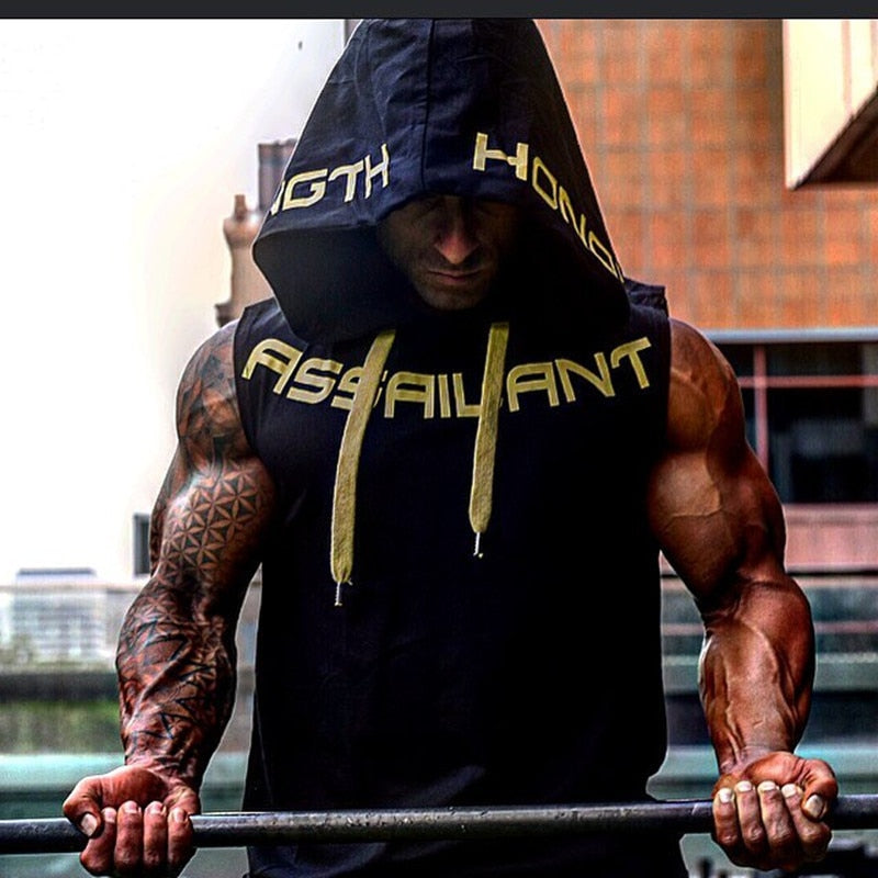 Men's Tank Tops Gym Clothing Fitness Sleeveless Hoodie