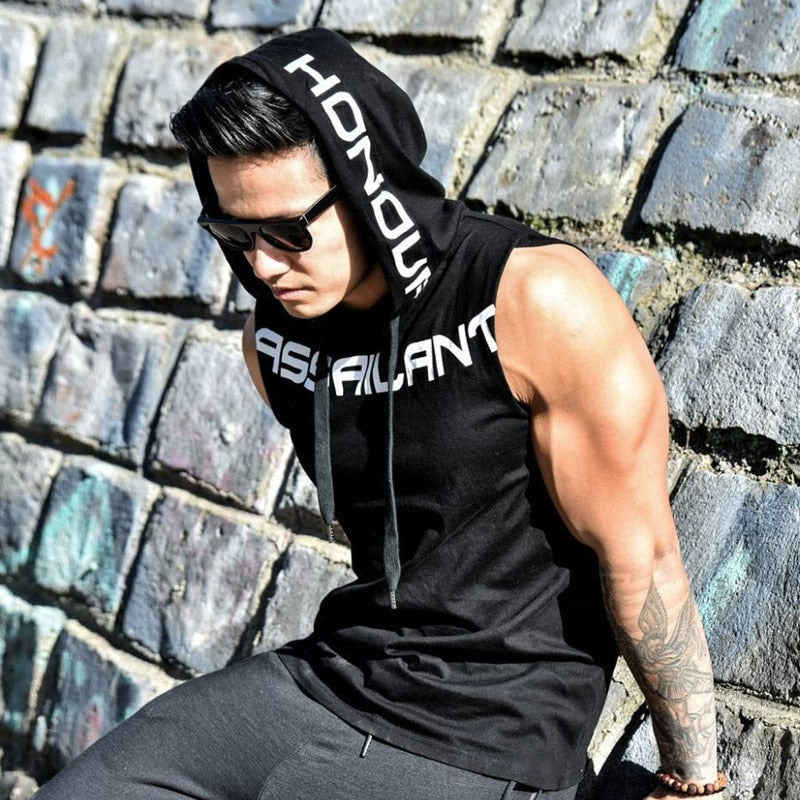 Men's Tank Tops Gym Clothing Fitness Sleeveless Hoodie