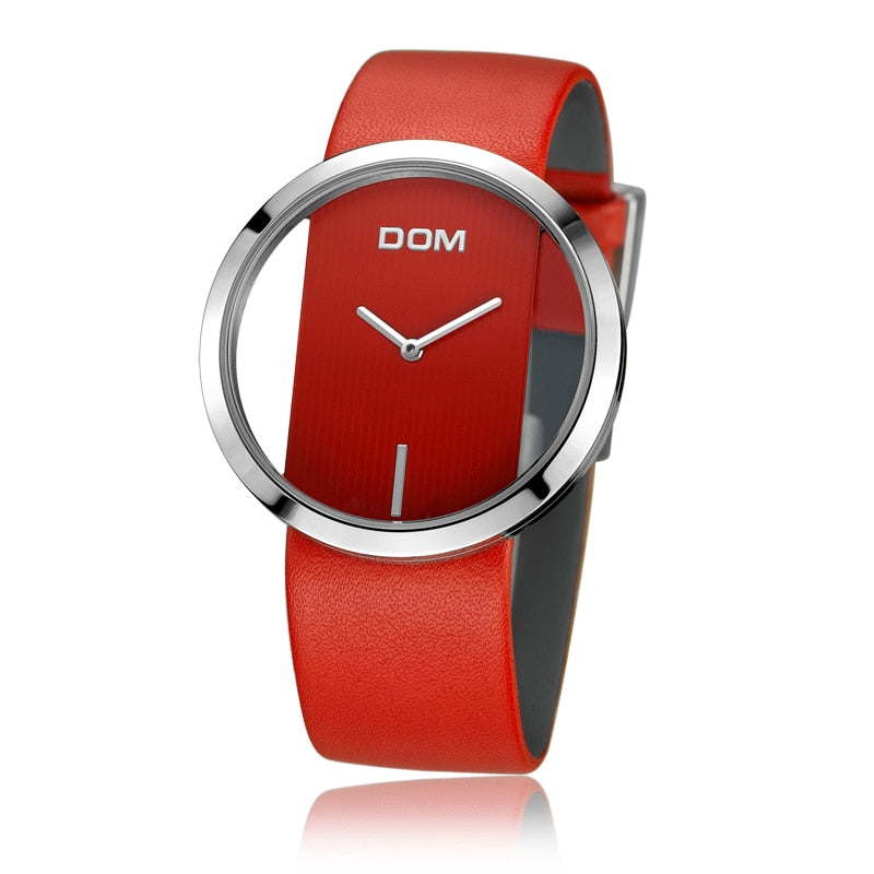 DOM Luxury Women's Quartz Watch Waterproof and Genuine Leather