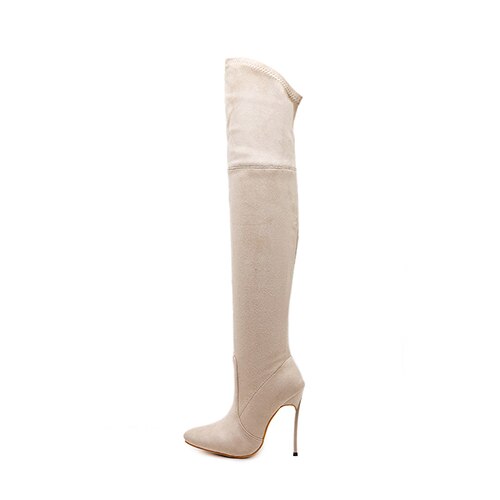 Women's Over-the-Knee Stretch Fabric Sexy Thin High Heels Pointed Toe Boots