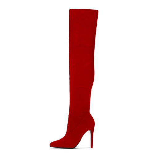 Women's Sexy Thin High Heel Stretch Fabric Pointed Toe Over-the-knee Boots