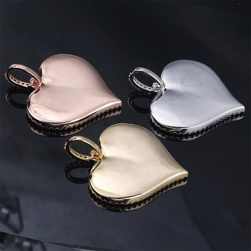 TOPGRILLZ Men's Custom Made Photo Heart Medallions Necklace & Pendant With 4mm Tennis Chain AAA Cubic Zircon