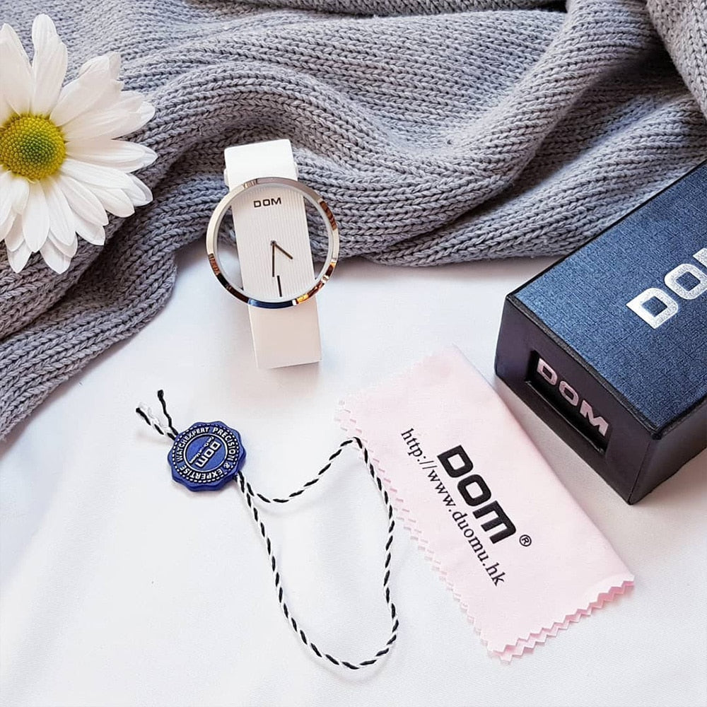DOM Luxury Women's Quartz Watch Waterproof and Genuine Leather