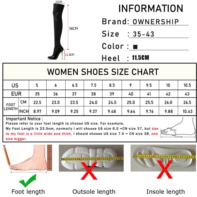 Sexy Ladies Over The Knee Thin Heel Pointed Toe Zipper Back Boots