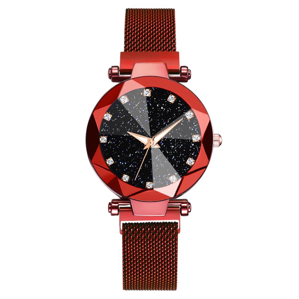 Reloj Mujer Luxury Starry Sky Women's Fashion Dress Watch Magnetic Mesh Belt Band