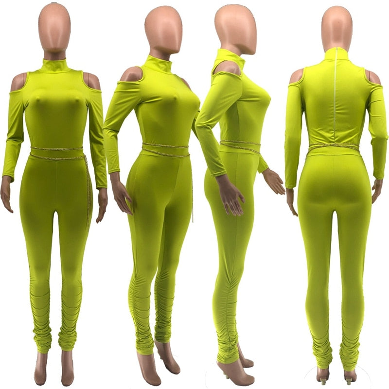 Women's Bandage Bodycon Jumpsuit Long Sleeve Stacked One Piece Sexy Jumpsuit