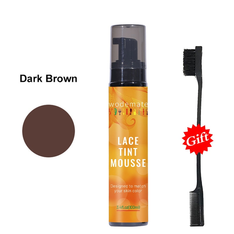 Lace Tint Mousse Waterproof Wig Tint Spray For Toupees Light Brown Wig Knots Healer Quick Dry Wig Grids Concealer No Residue