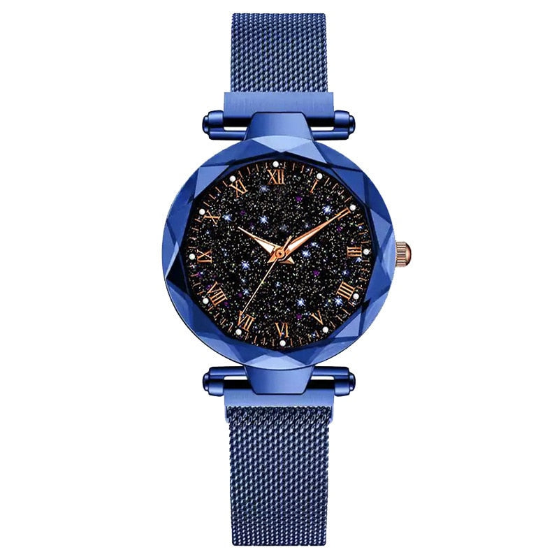Reloj Mujer Luxury Starry Sky Women's Fashion Dress Watch Magnetic Mesh Belt Band