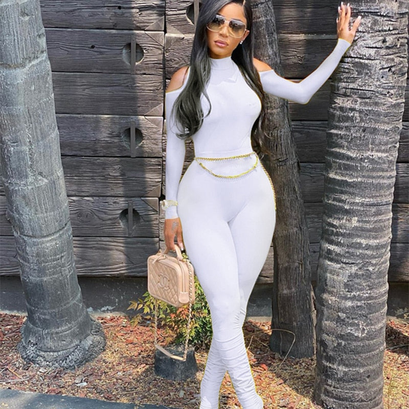 Women's Bandage Bodycon Jumpsuit Long Sleeve Stacked One Piece Sexy Jumpsuit