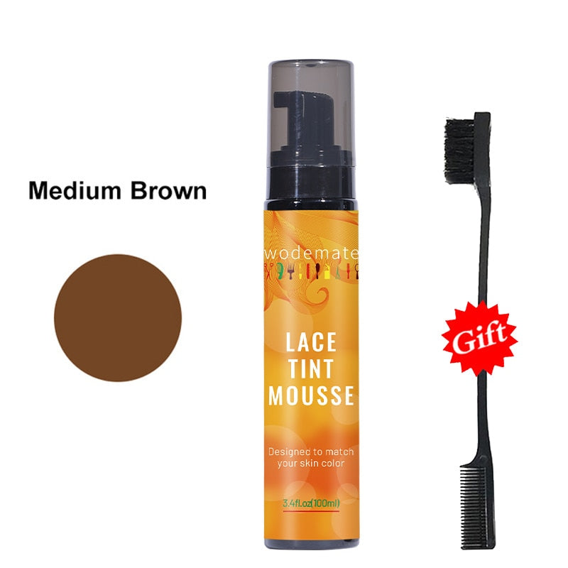 Lace Tint Mousse Waterproof Wig Tint Spray For Toupees Light Brown Wig Knots Healer Quick Dry Wig Grids Concealer No Residue