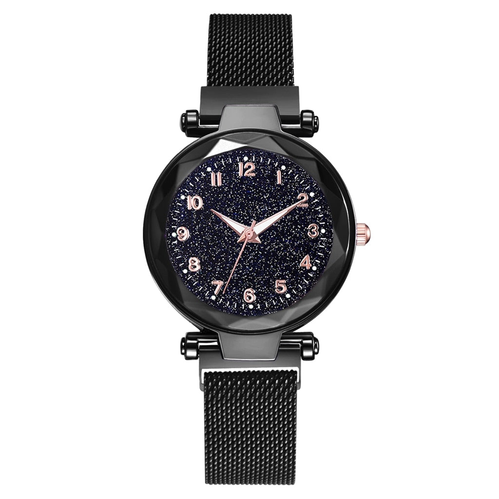 Reloj Mujer Luxury Starry Sky Women's Fashion Dress Watch Magnetic Mesh Belt Band