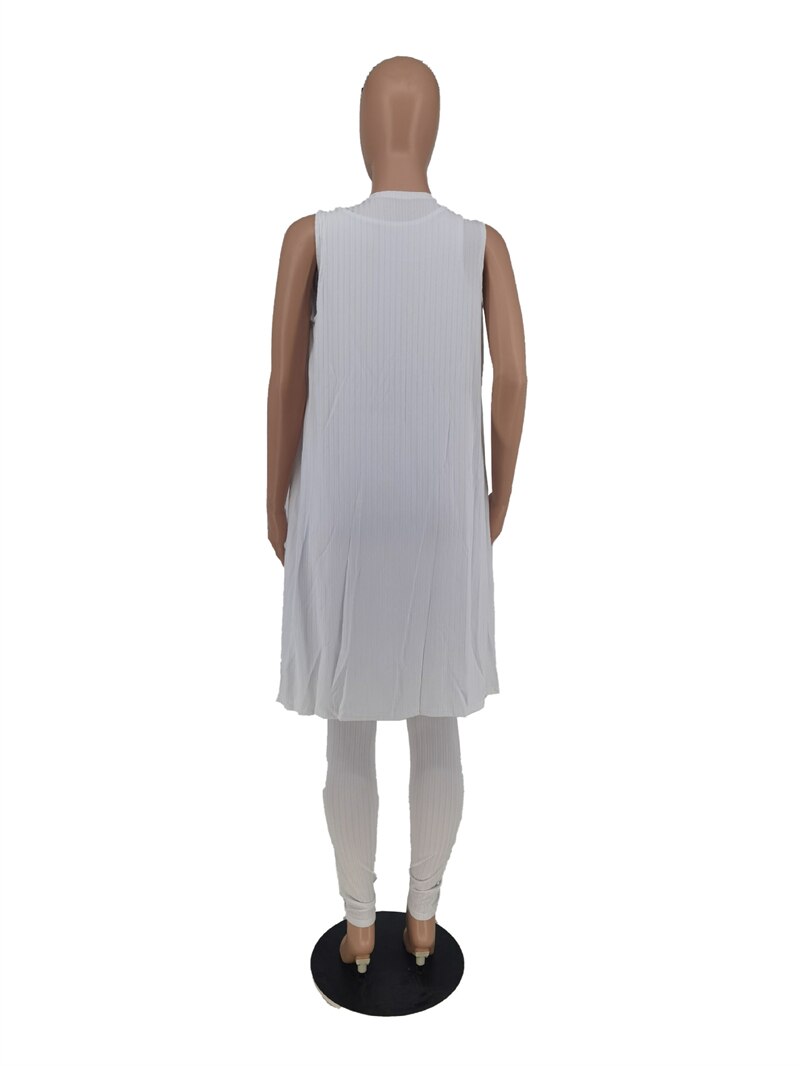 Knitted Rib Strapless Crop Top High Waist Skinny Pants Sleeveless Tank Cardigan 3 Piece Set