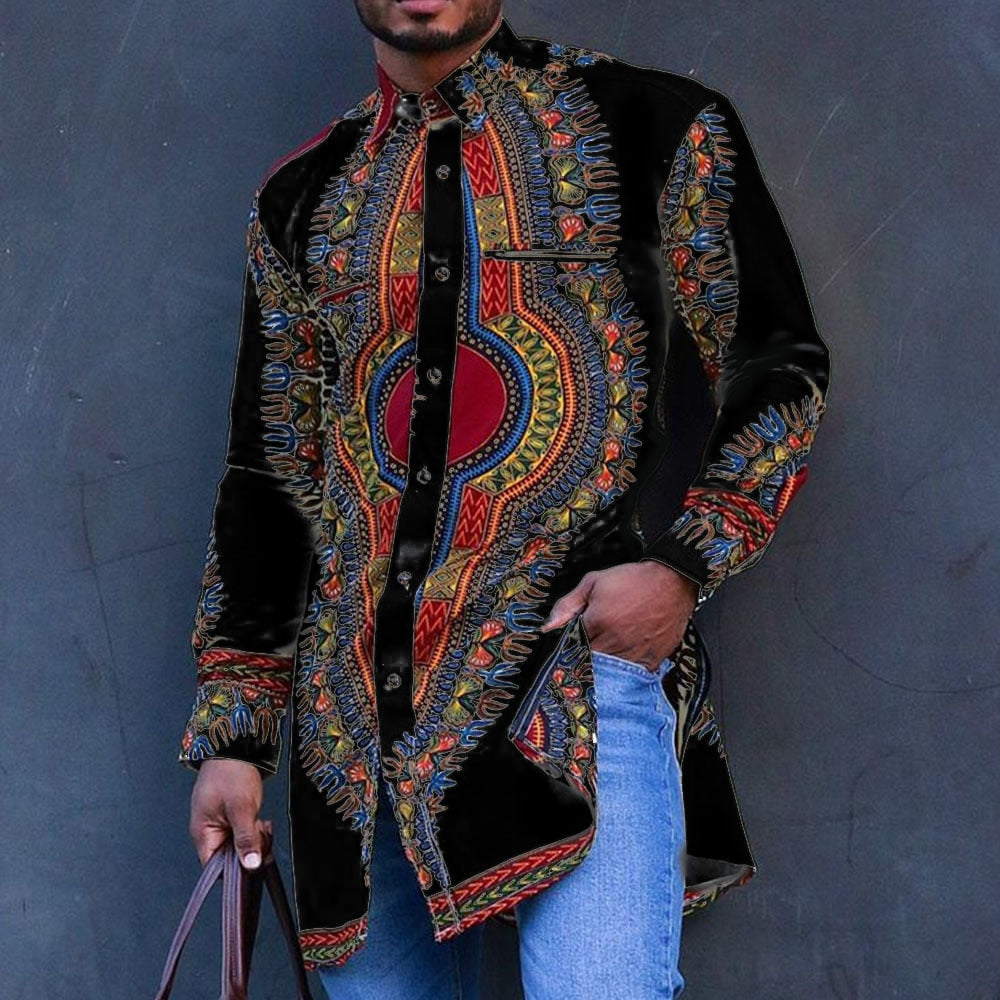 Dashiki African Men's Clothing Ethnic Print Classic Shirt