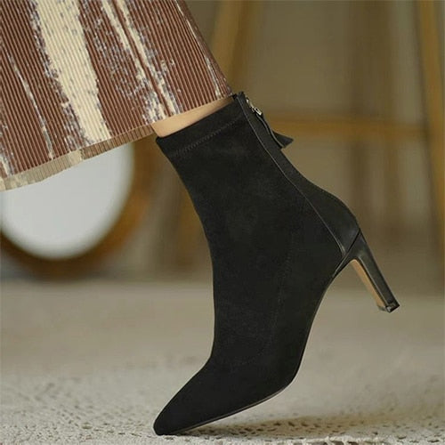 Sexy Ladies Over The Knee Thin Heel Pointed Toe Zipper Back Boots