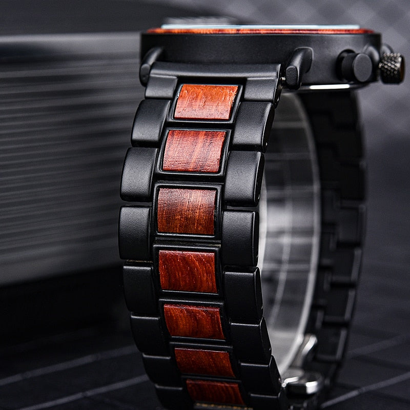 BOBO BIRD Wooden Men's Stylish Chronograph Military Retro Watches