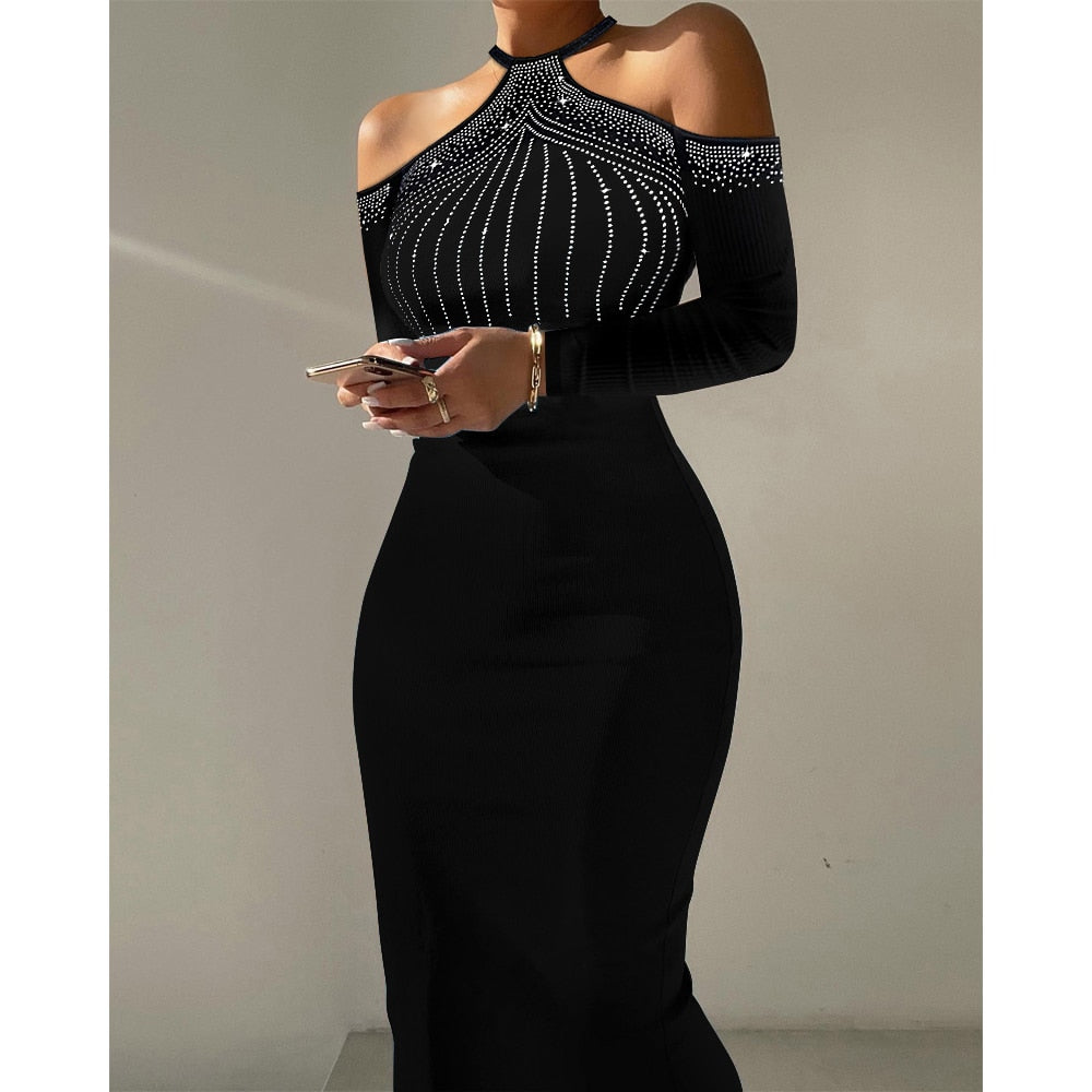 2022 Summer Glitter High Neck Sleeveless Bodycon Dress Sexy Slim Fit Women Mini Bodycon Dress Glitter Party Evening Dress robe
