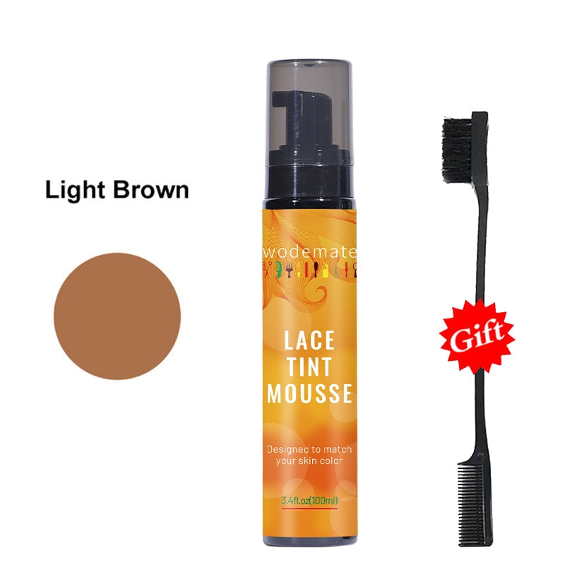 Lace Tint Mousse Waterproof Wig Tint Spray For Toupees Light Brown Wig Knots Healer Quick Dry Wig Grids Concealer No Residue