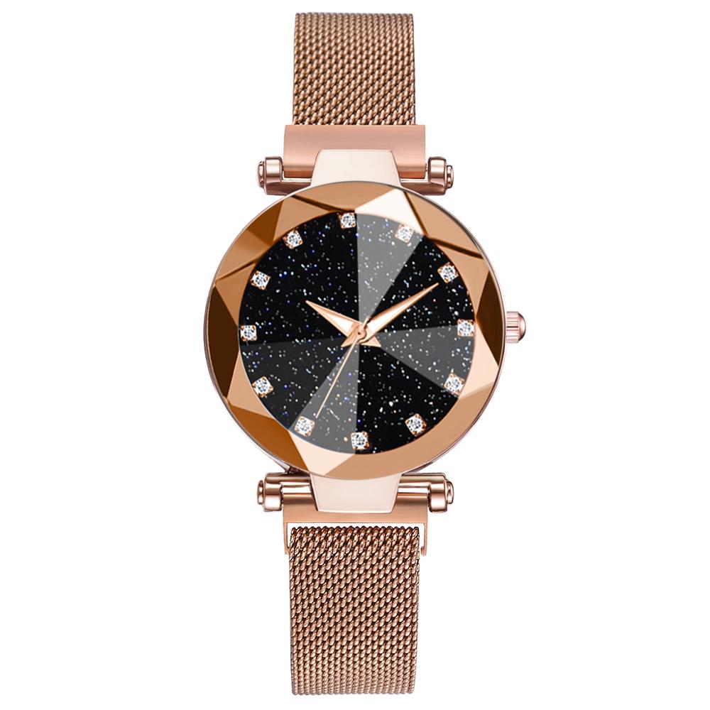 Reloj Mujer Luxury Starry Sky Women's Fashion Dress Watch Magnetic Mesh Belt Band