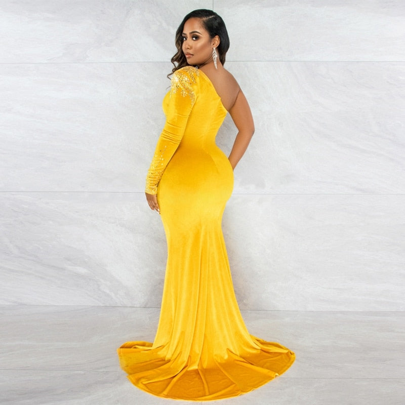 Winter Velvet Sexy Party Dresses Women Evening Elegant Night Out Christmas Dress Sheer Mesh Rhinestone Bodycon Maxi Dress Robe