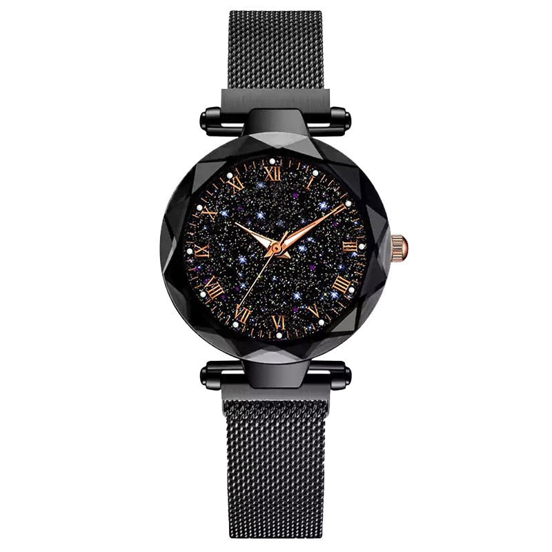Reloj Mujer Luxury Starry Sky Women's Fashion Dress Watch Magnetic Mesh Belt Band