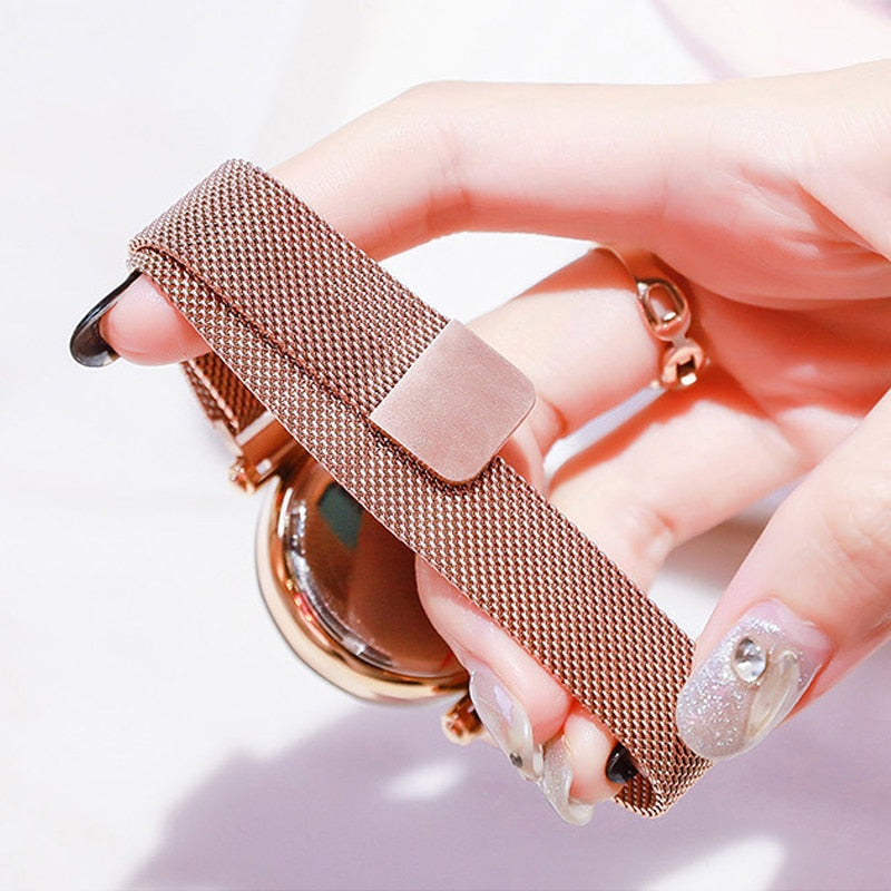 Reloj Mujer Luxury Starry Sky Women's Fashion Dress Watch Magnetic Mesh Belt Band