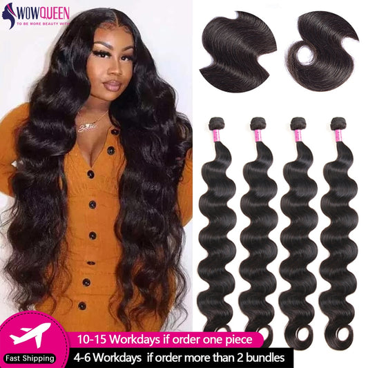 30 32 Inch Body Wave Bundles Human Hair Bundles Remy Hair Extensions Braizlian Hair Weave Bundles WowQueen Cheap Hair Bundles