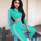 Fitness Casual 2 Piece Set Tracksuit Women Side Striped Hoodies Cropped Tops and Pants Jogger Two Piece Outfits Chandal Mujer