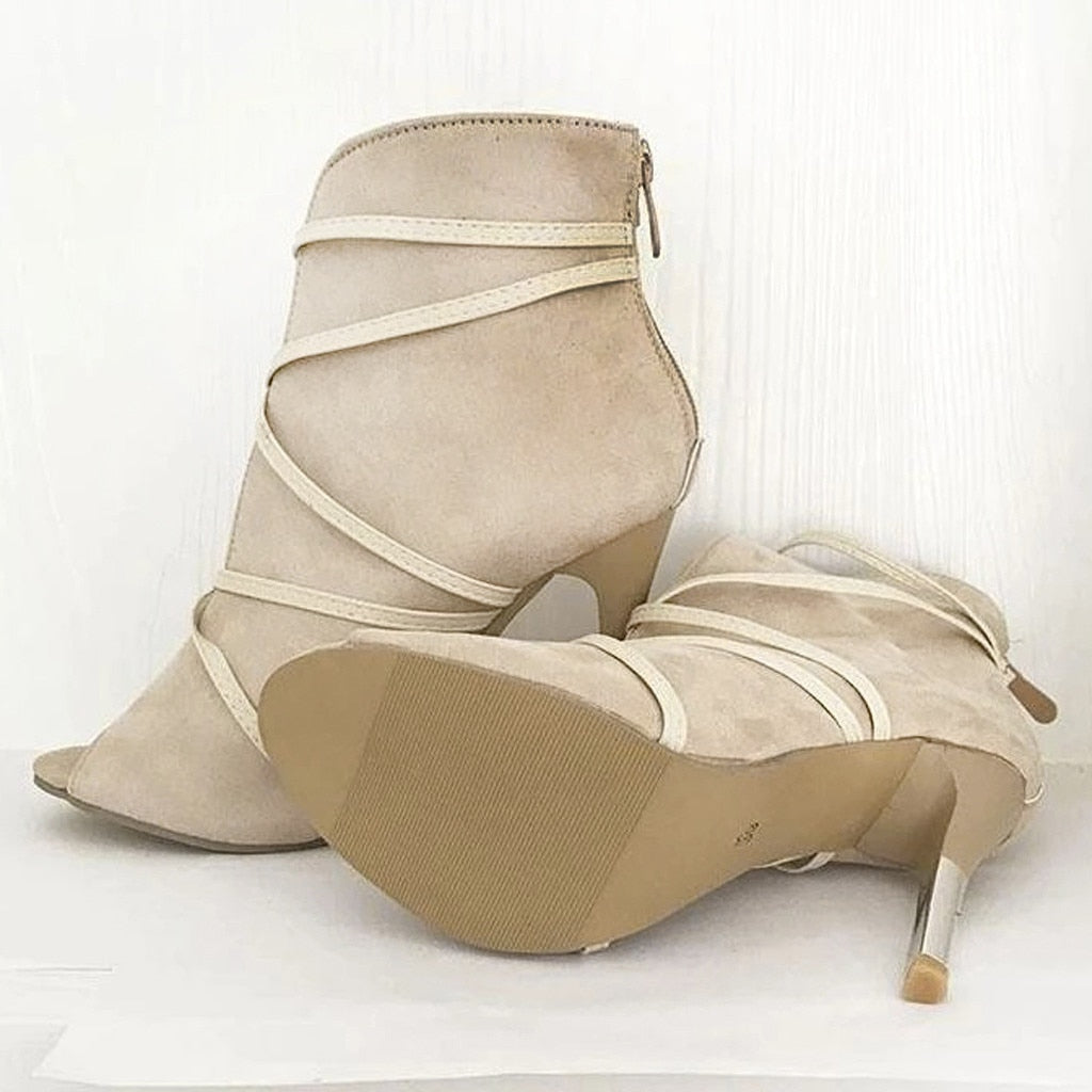 2022 Women&#39;s High Heel Sandals Ladies Shoes Sexy Open Toe Ankle Boots Autumn Shoes Wedding Parrty Women Sandals Office Pumps
