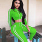 Fitness Casual 2 Piece Set Tracksuit Women Side Striped Hoodies Cropped Tops and Pants Jogger Two Piece Outfits Chandal Mujer