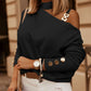 Women's New Fashion Long Sleeve Diagonal Shoulder Chain Decorative Off Shoulder Blouse