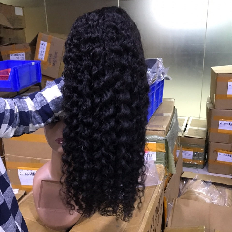 Deep Wave Frontal Wig HD Lace Front Human Hair Wigs For Women Curly Human Hair Wig PrePlucked Brazilian Wet And Wavy Wig 30Inch
