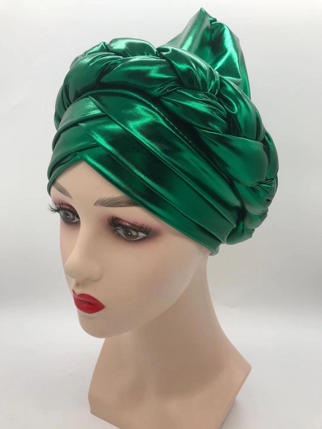 V Shaped Forehead Braids Turban Cap Shinning African Asooke Headtie Nigeria Head Wraps Muslim Headscarf Bonnet Ready Hijab Hat