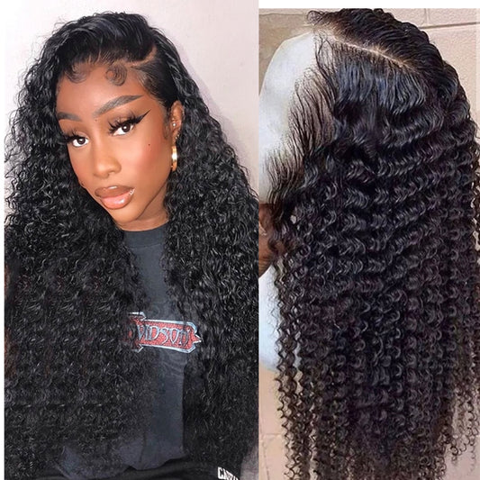Deep Wave Frontal Wig HD Lace Front Human Hair Wigs For Women Curly Human Hair Wig PrePlucked Brazilian Wet And Wavy Wig 30Inch