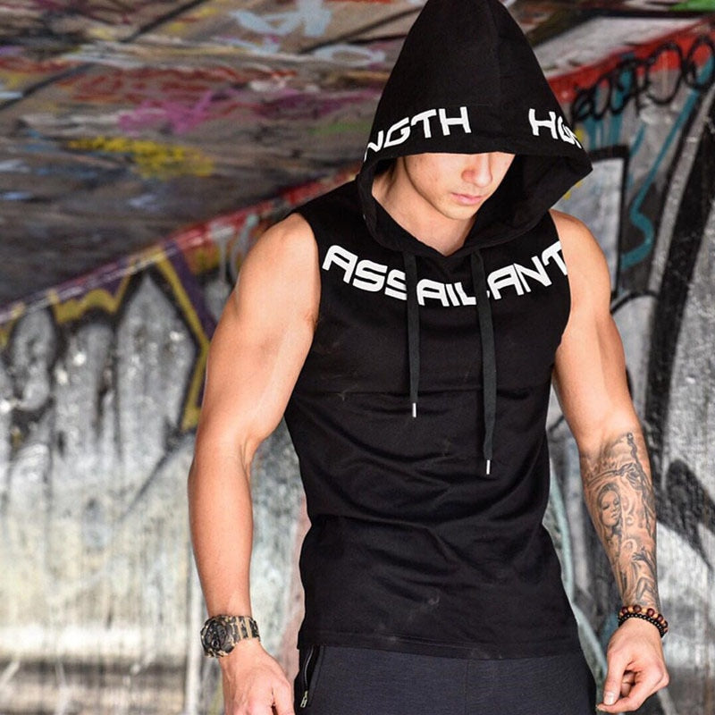 Men's Tank Tops Gym Clothing Fitness Sleeveless Hoodie