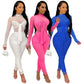 White Sexy Mesh Bodycon Jumpsuit Women Elegance Party See Through Jumpsuit Overalls Birthday Club Outfits Fall Clothes for Women