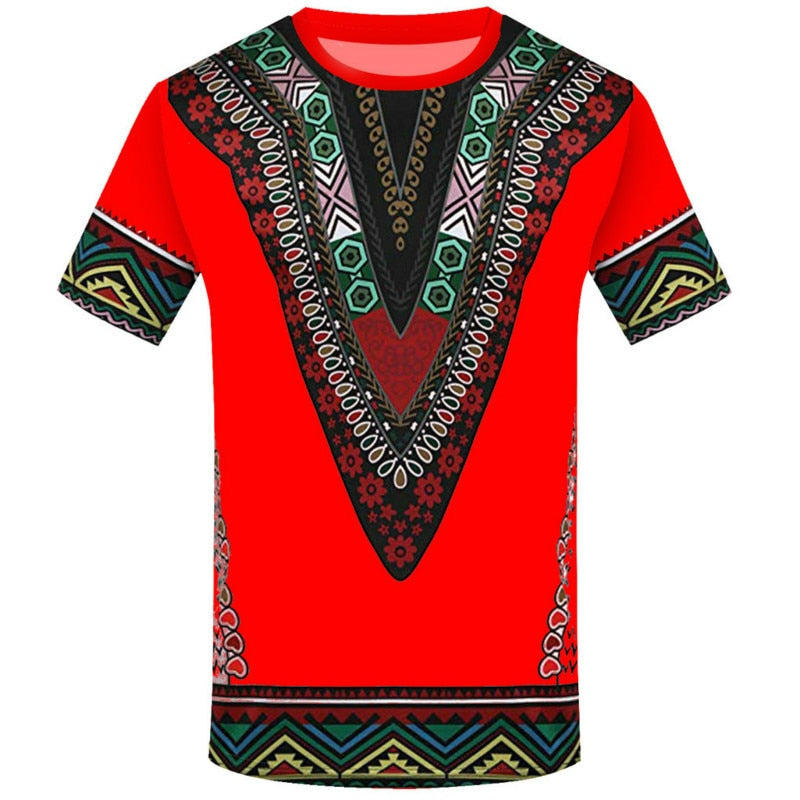 Men's Round Neck Shirt 3D Print Ethnic African Clothing Summer New Hot Sale T-shirt 2021