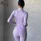 Women's Fall Bright Line Decoration Black One Piece Long Sleeve or Sleeveless Sexy Jumpsuit