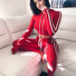 Fitness Casual 2 Piece Set Tracksuit Women Side Striped Hoodies Cropped Tops and Pants Jogger Two Piece Outfits Chandal Mujer