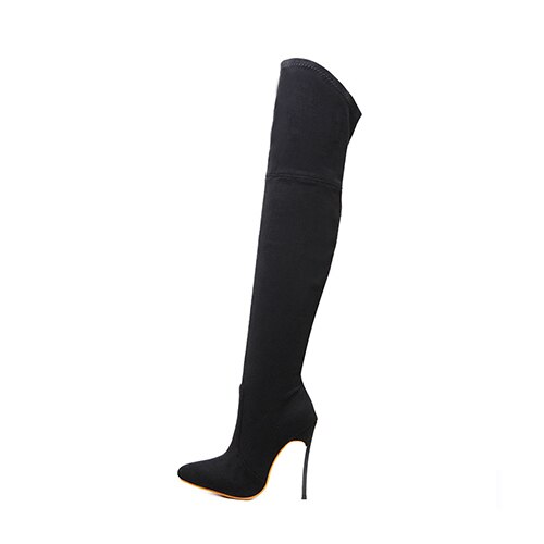 Women's Over-the-Knee Stretch Fabric Sexy Thin High Heels Pointed Toe Boots