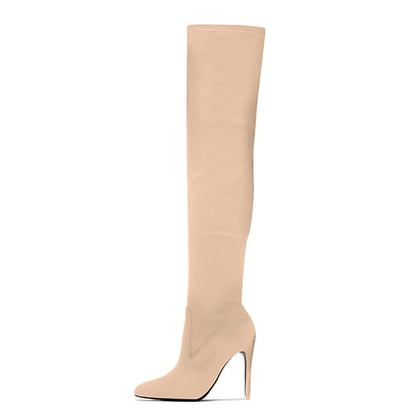 Women's Sexy Thin High Heel Stretch Fabric Pointed Toe  Over-the-knee Boots
