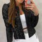 2023 Fashion Sequin Jackets Women Glitter Long Sleeve Short Coats Elegant Spring Outwear Office Ladies Solid  Streetwear