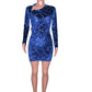 Beyprern New Chic Zipped Mini Dress(Royal Blue) Womens Long Sleeve Side Slit Skinny Velvet Short Party Dress Birthday Outfits