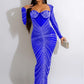 Beyprern Gorgeous Open Back Sequin Maxi Dress Woman Crystal Party Dress Night Out Robes Christmas Outfits Sexy Clubwear