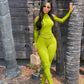 Women's Bandage Bodycon Jumpsuit Long Sleeve Stacked One Piece Sexy Jumpsuit